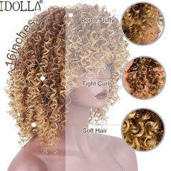 Afro Curly Synthetic Wig Women's